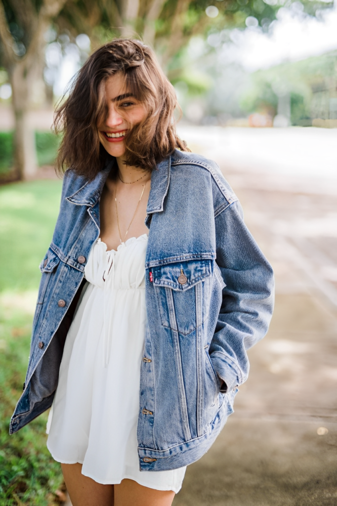 Add a Denim Jacket for a Relaxed Look Puff Sleeve Dress