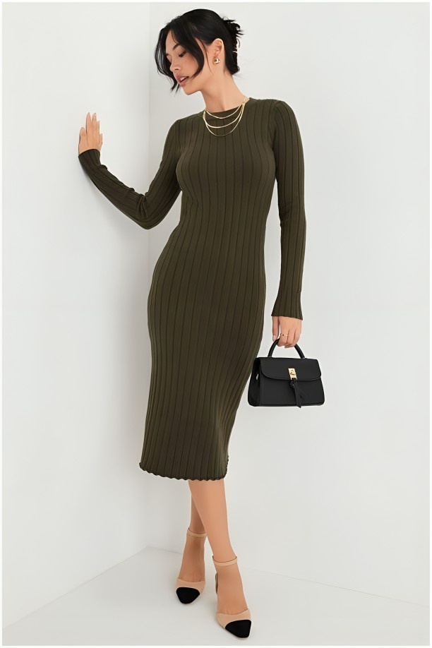 Fall Fashion Olive Green Dress