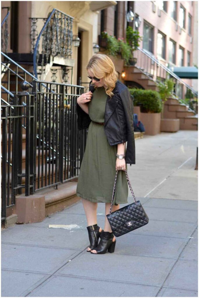 Winter Olive Green Dress