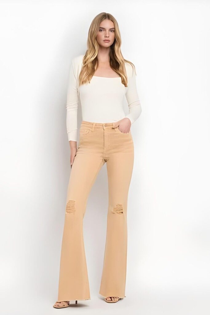 Raw hem flare jeans