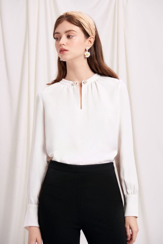 White Long Sleeve Shirt in Formal Attire